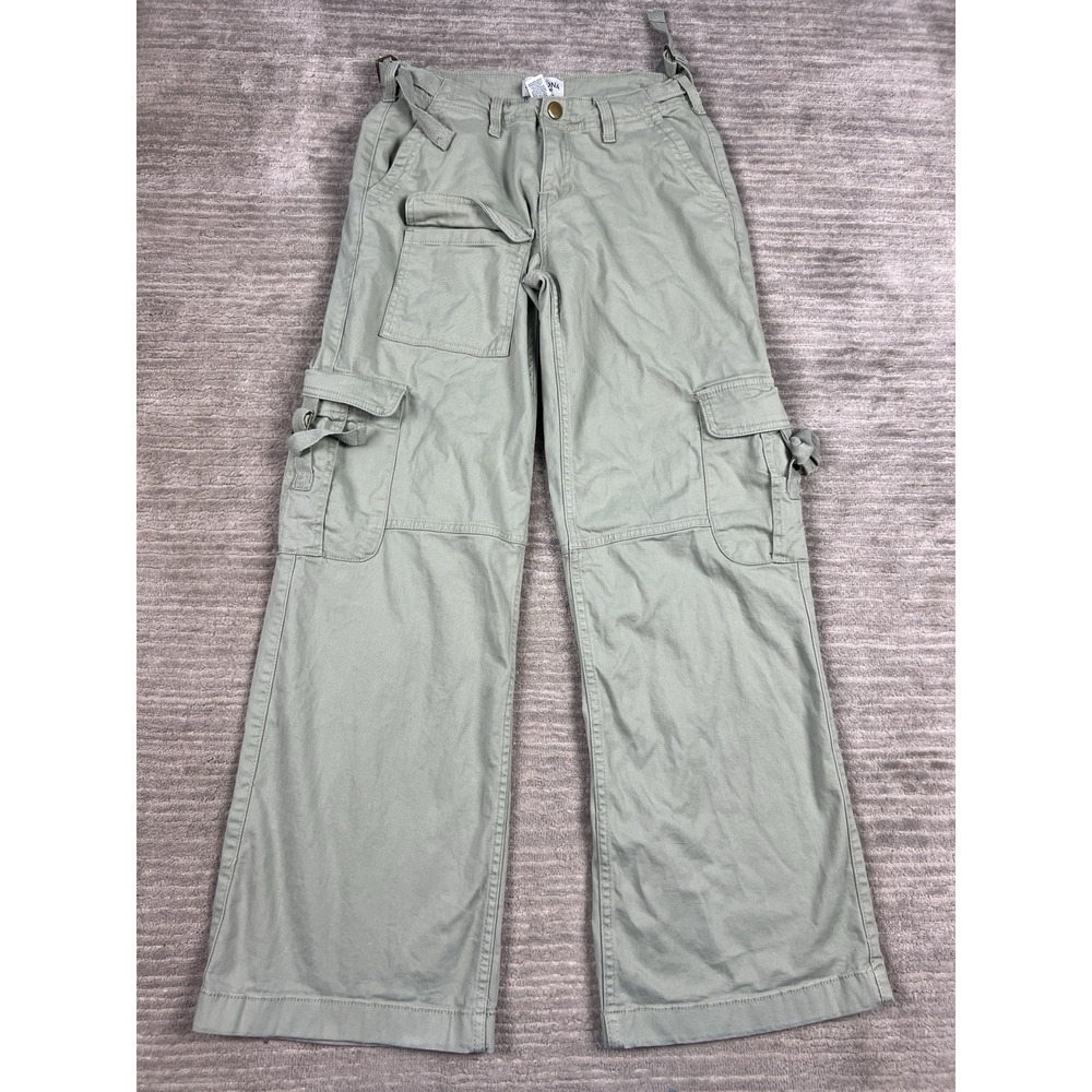 Arizona Cargo Pants Womens 0‎ Green Wide Leg Utility Cotton Blend Y2K Streetwear